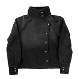 SHOPMOCHO Y2k Fencing Jacket Vintage Wash Gradient Irregular Buttons Unisex Jacket Gothic Harajuku Streetwear Canvas Cotton Casual Jacket