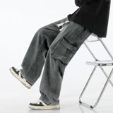 SHOPMOCHO 2026 New Men Baggy Cargo Jeans Fashion Streetwear Vintage Wide Leg Pants American Streetwear Y2K Big Pocket Youth Overalls