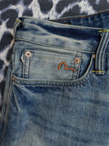 SHOPMOCHO Retro Three Button Closure Cherry Blossom Embroidered Jeans Women Washed High Waisted Baggy Jeans Harajuku Floor Denim Pants