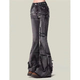 SHOPMOCHO New retro slim-fitting women pants Y2k fashion trendy wasteland trousers legs furrow stretch jeans for women