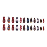 SHOPMOCHO 24pcs Y2k Almond Fashion Fake Nails Moon Star Style Swan Pattern Sweet Cool Press On Nails Full Cover Detachable False Nail
