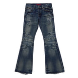 SHOPMOCHOY2K Mid Blue Flared Jeans Vintage Washed Men Women Bootcut Jeans Gothic High Street Unisex Streetwear Retro Baggy wide leg Pants