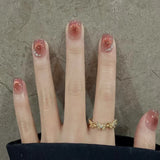 Shopmocho 24pcs Detachable Short Press on Nails Y2k rhinestone False Nails with Glue Ballet Sweet Cool Girls Artificial False Nails Tips