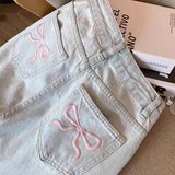 SHOPMOCHO Womens Casual Loose Fit Jeans Relaxed Trousers High Waist Wide Leg Light Wash Embroidered Plus Size Comfort Jeans Women's jeans