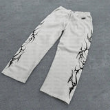SHOPMOCHO 2025 new European and American retro punk complex design printed zipper cardigan hoodie trousers sweatpants suit street wear