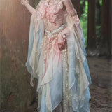 SHOPMOCHO Pink Butterfly Theme Exotic Dunhuang Feitian Hanfu Female Western Ethnic Style Heavy Embroidery Fairy Suit Role-playing Costume