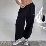 SHOPMOCHO American Black Retro Hip-Hop Oversized Woman Fashion Streetwear Casual Sweatpants Loose Jogging Pants High Waist Wide-Leg Pants