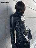 SHOPMOCHO Nerazzurri Spring Autumn Short Fitted Black Subculture Pu Leather Jacket Men Zipper Dark Academia Cothing Emo Streetwear Menswe