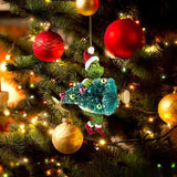 Shopmocho 18Pcs 2D Acrylic Christmas Tree Green Monsters Ornaments Cute Green Monsters Christmas Tree Pendants Christmas Tree Decor