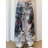 SHOPMOCHO Apricot Women's Jeans Hip-hop Fashion Vintage Streetwear Y2K Wide Leg Straight Jean High Waist Trouser Classic Baggy Denim Pants