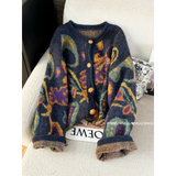 Shopmocho New Sweater Cardigan for Women Winter Thickened Metal le Retro Fashionable Embroidery Soft Glutinous Lazy Knitted Jacket
