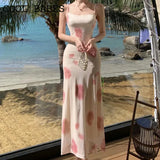 Shopmocho Women Sexy Dress Streetwear New Summer Strap Fashion Sleeveless Blue Print Dresses Casual Slim Club Party Elegant Dresses Female