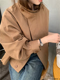 Shopmocho Korea Short Outerwear Woman Casual Loose Lazy Chic Long Sleeve Cotton Blends Windbreaker Coats Thin Thench