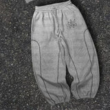 SHOPMOCHO American Y2K Casual Zipper Hoodie Sweatpant Two Piece Set HipHop Oversized Embroidery Sweatshirts Men Women Casual Pants