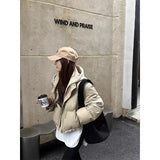 SHOPMOCHOHooded Short Parkas Women Fashion Black Patchwork Puffer Jacket Winter Streetwear Down Coats Korean Cotton Padded Outerwears New