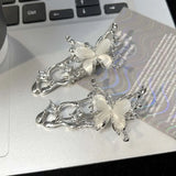 Shopmocho 1/4pcs Y2K Irregular Liquid Metal Hairpin Butterfly Zircon Hair Clips Girl Fashion Silver Bang Clip For Women Hair Accessories