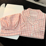 SHOPMOCHO Ins Japanese-Style Minimalist Women's Pajamas Summer Bubble Cotton Cute Girl Loose Short-Sleeve Shorts Loose Summer Outfit Set