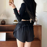 Shopmocho A* Yoga Shorts Summer Women's Thin Fast Drying Sports Breathable Elastic High Waist Loose Yoga Comfortable Running Gym Shorts