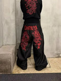 SHOPMOCHO American Retro Embroidered Pattern Hip-Hop Jeans Suitable for Both Men and Women Y2K Street Cool Floor Length Wide Leg Pants