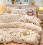 SHOPMOCHO Kawaii Bedding Set for Kids Ins Twin Queen Size Duvet Cover Flat Sheet Pillowcase No Filler Girls Boys Home Totel Bed Linens