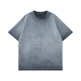 SHOPMOCHO Mens Gradient Washed Loose Crew Neck Tee Streetwear Vintage Distressed Oversized Tshirt man Casual Fashion Trendy Basic Top 2025