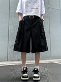SHOPMOCHO Streetwear Wide leg Shorts Men Black Dress Pants Casual Man Oversized Lightweight Breathable Hip Hop Blazer Shorts Summer