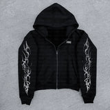 SHOPMOCHO 2025 new European and American retro punk complex design printed zipper cardigan hoodie trousers sweatpants suit street wear