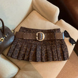 SHOPMOCHO Sexy Leopard Print High Waist Anti-light Pleated Skirt Y2k Spice Girl Short Skirt