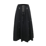 Shopmocho Goth Streetwear Gothic Skirt Women Harajuku Emo Alternative Grunge High Waist Bandage A-line Skirts Y2k E-girl Indie Clothes