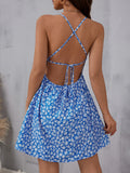 Shopmocho The cami dress with small flower prints a backless design and thin spaghetti straps is suitable for beach vacations and summer