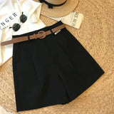 Shopmocho Wide Leg Shorts for Women Summer Thin Cotton A Line Short Pants Office Lady Classic Loose Casual Zipper Women‘s Shorts   high