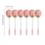Shopmocho Kawaii Strawberry Ceramic Soup Spoon Cute Korean Ice Cream Hand Painted Coffee Dessert Long Handle Spoon Kitchen Accessories