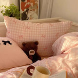 Shopmocho Plaid Bow Knot Pillowcase Korean Y2k Fashions Women Blackpink Dakimakura Sleeping Pillows Cover Bedroom Decoration Girl Gifts