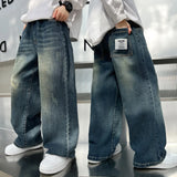 SHOPMOCHO Spring Autumn Kids Casual Jeans for Big Boy Child Fashion Vintage Trousers Cotton Sweatpants Teenage Baby Boys Clothes Jeans