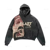 SHOPMOCHO Y2k Zipper Hoodie Letter Pattern Gothic Punk Sportswear Brown Hoodie Sportswear Hoodie Long Sleeve Super Large Hoodie Jacket