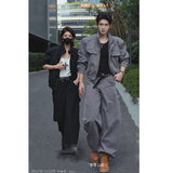 SHOPMOCHO Unisex Stand Collar Short Jacket Loose Wide Leg Pants Set Autumn Winter New Trendy Casual Streetwear Fashion Oversized Urban