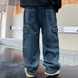 Shopmocho Teen Boys Jeans 2025 New Spring Autumn Pants Children's Straight Trousers Teenager Wide-legged Cargo Pants Kids Loose Clothes