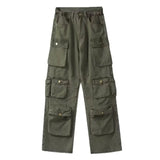 SHOPMOCHO Spring Cargo pants New Popular Rice White Multi-pockets Overalls Harajuku stays Men Loose Casual Trousers Straight Mopping Pants