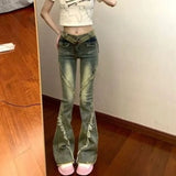 Shopmocho Ankle-Length Denim Flare Pants High Waist American Vintage Trousers Slim Women Chic Wide Leg Street Y2k Jeans Summer Zipper