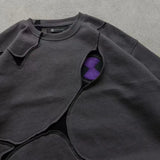 SHOPMOCHO Harajuku Deconstructive Sportswear Y2K Aesthetic Black Gray Contrasting Stitching Round Neck Streetwear Hip-Hop Top
