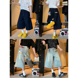 Shopmocho American Retro Jeans Y2K Men Women Harajuku Hip Hop Gothic Retro Pocket Embroidered Blue Baggy Jeans Low Waist Wide Leg Trousers