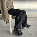 SHOPMOCHO Men Jeans Wide Leg Denim pants Loose Straight Baggy Men's Jeans hip hop Streetwear Skateboard Neutral denim Trousers Cargo jeans