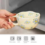 Shopmocho Ceramic Mugs Coffee Cups Hand Pinched Irregular Flower Milk Tea Cup Ins Korean Style Oatmeal Breakfast Mug Drinkware Kitchen