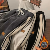 SHOPMOCHO Corduroy Men Casual Sweatpants Straight Thick Wide Leg Pants Autumn Winter Streetwear Outdoor Sports Work Joggers Trousers Male