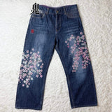 SHOPMOCHO Japanese Retro Selvedge Jeans Man Y2K High-end Brand Natural Indigo Dip Dyeing Harajuku Mopping Pants