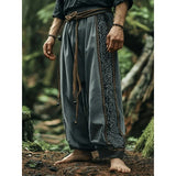 Shopmocho Men's retro Viking Celtic art knot 3D printed casual pants drawstring straight leg pants summer beach pants