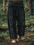 Shopmocho Men's retro Viking Celtic art knot 3D printed casual pants drawstring straight leg pants summer beach pants