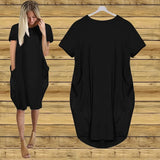 Shopmocho Plus Size Women Short Sleeve O-Neck Loose Casual Dresses