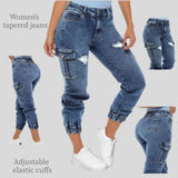 SHOPMOCHO Y2k Jeans For Woman Blue Stretch Multi Pocket Cargo Pants Vintage Inspired Denim Trousers High Waist Loose Fit Street Style