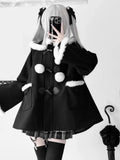 SHOPMOCHO Black Cape Coat Women Winter Loose Hooded Zipper Overcoat Fashion Elegant Casual Gothic Christmas Shawl Clothes